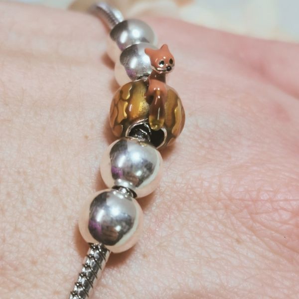 Bracelet argent massif breloque renard