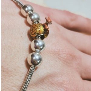 Bracelet argent massif breloque renard