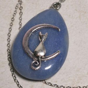collier aventurine bleu et chaine argent 925 zoom